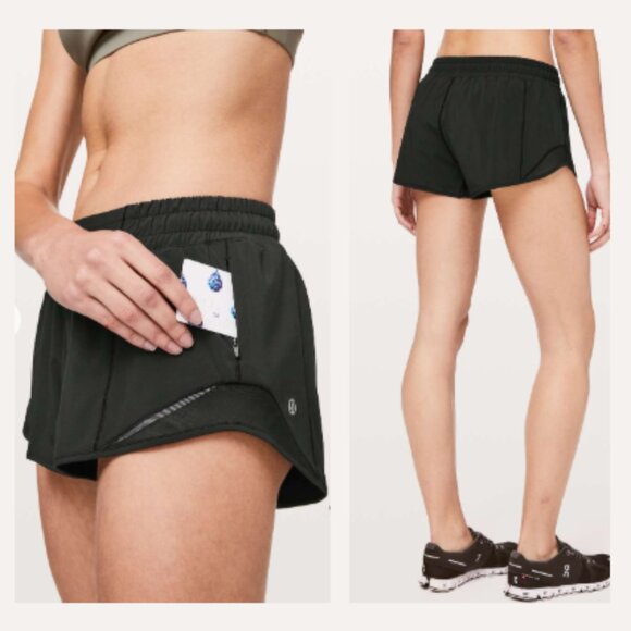 LULULEMON Hotty Hot Shorts 2 II Swift Mesh Lined Running Gym Black Womens 8 x 2" - Picture 2 of 16